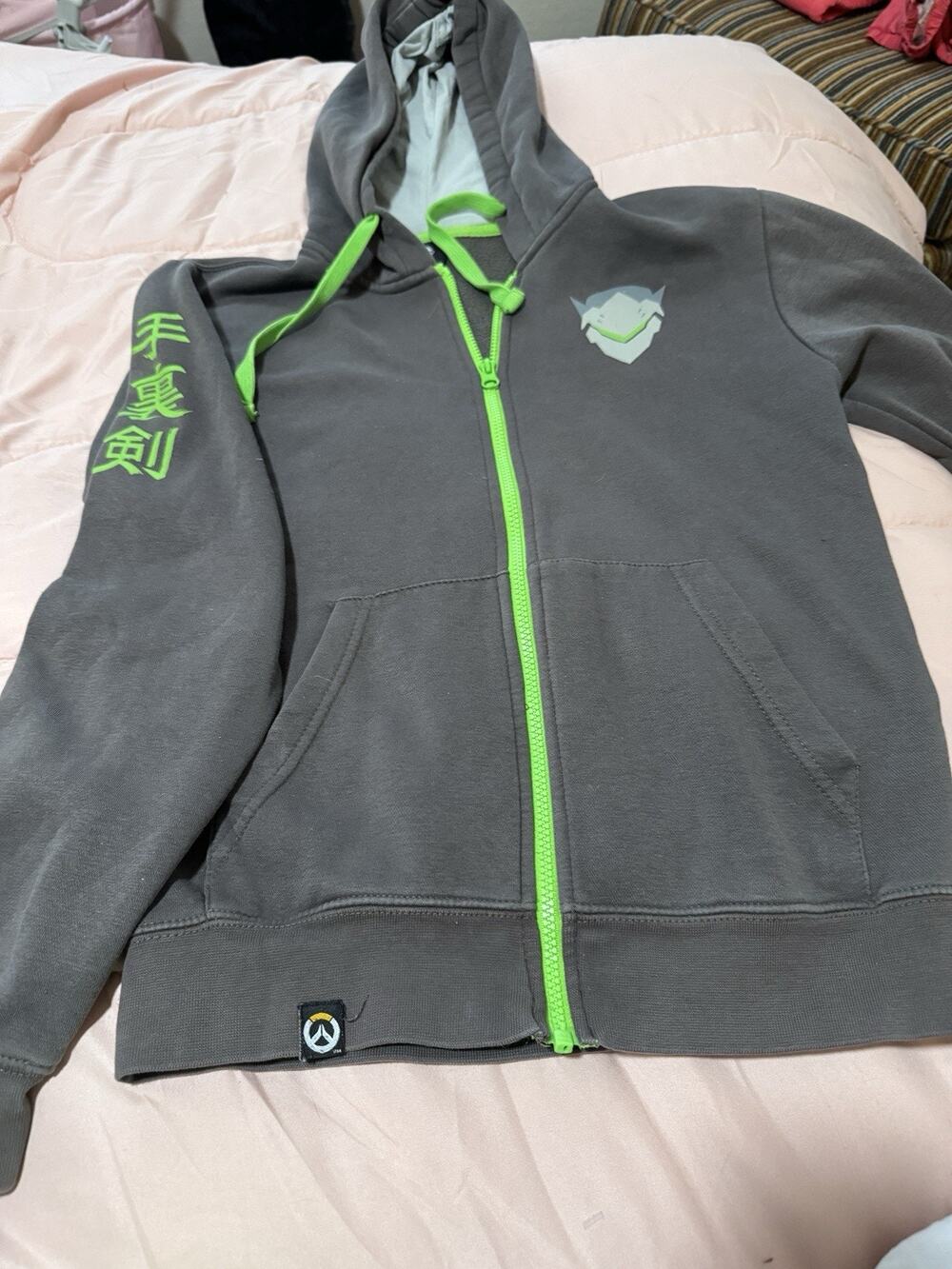 Jinx Black w Neon Green Hoodie Zip Up Small Streetwear